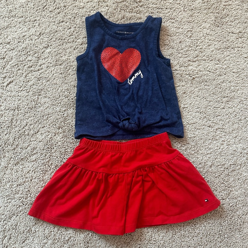 5/$20 - Tommy Hilfiger toddler tank and skirt/shorts outfit